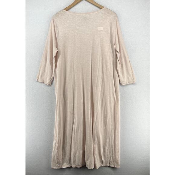 EILEEN FISHER GARNET HILL Nightgown XS Sleepwear Organic Cotton Pleat Slub Pink - Picture 3 of 14